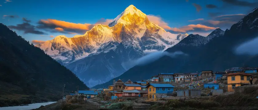 Snow-capped Himalayan mountain range scenic view from Manali hill station